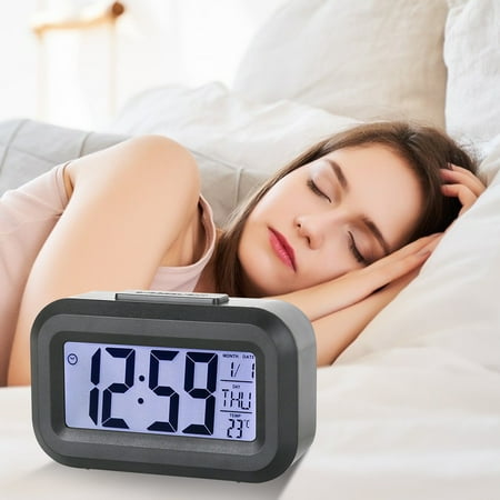 EGYMEN LED Display Digital Electronic Clock with Snooze Alarm, Stereo Digital Display, 12/24H Switching, Countdown Timer for Wake-Up Reminder and Event Planning