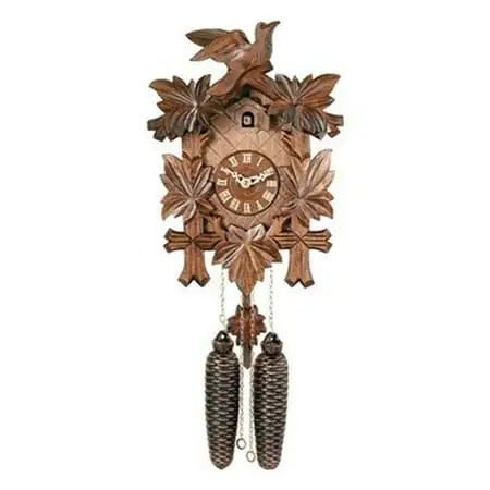 Eight Day Cuckoo Clock with Five Hand-carved Maple Leaves and One Bird