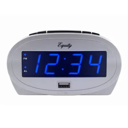 Equity 0.9 inch Blue LED Alarm Clock with USB Port, 30025