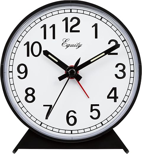 Equity 14075 Black Analog Wind-Up Alarm Clock