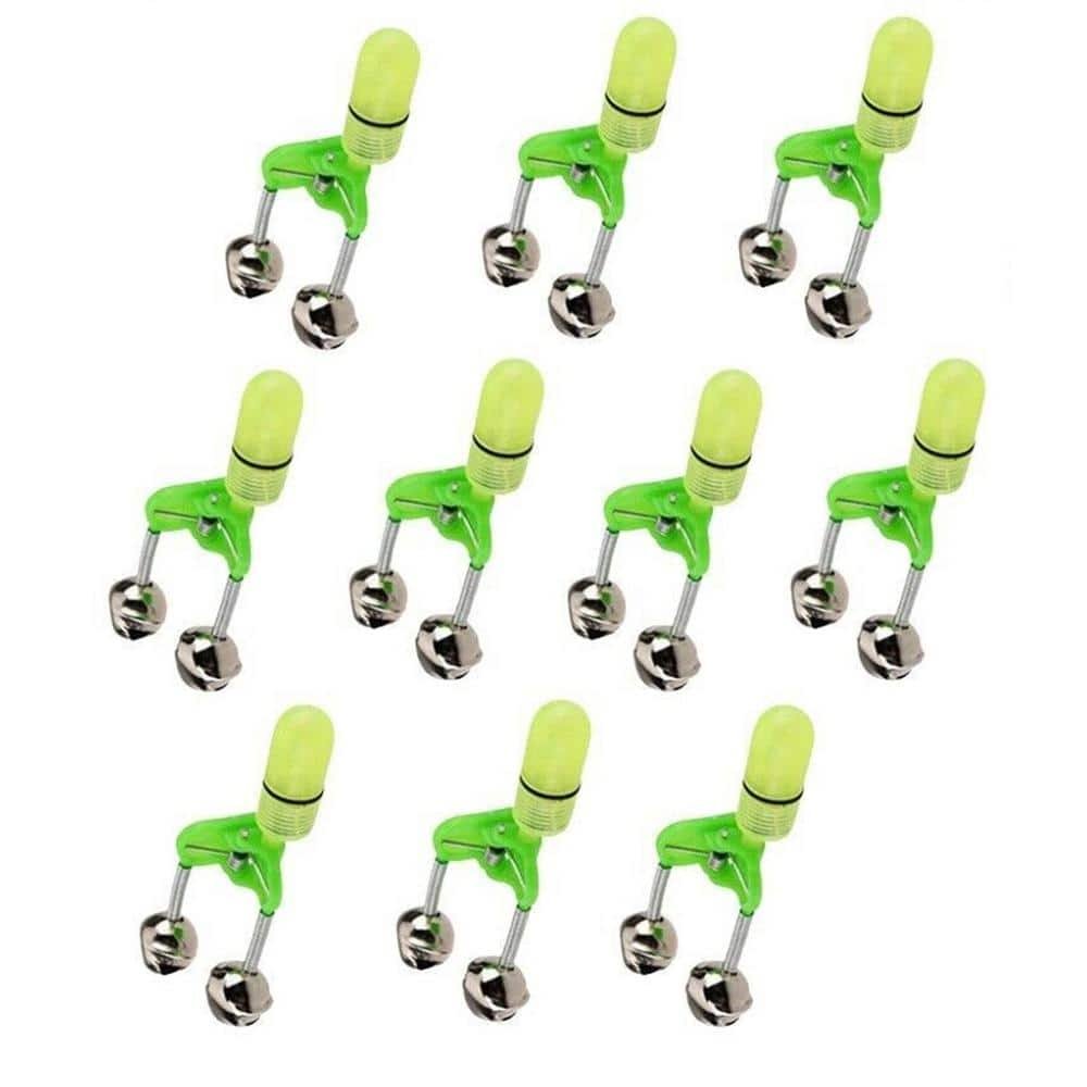 Fishing Rod Bells LED Light Clips with Twin Bells Ring Fishing Bite...