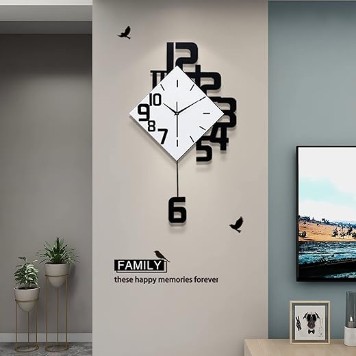 FLEBLE Large Wall Clocks for Living Room Decor Silent Pendulum Battery Operated Non-Ticking for Bedroom Kitchen Office Home 26