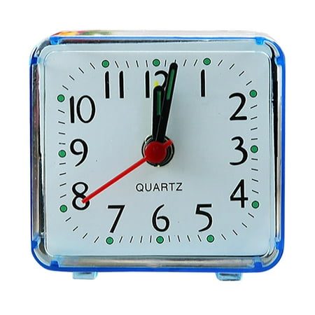 FNGZ Alarm Clock Square Small Bed Compact Travel Quartz Beep Alarm Clock Cute Portable Blue