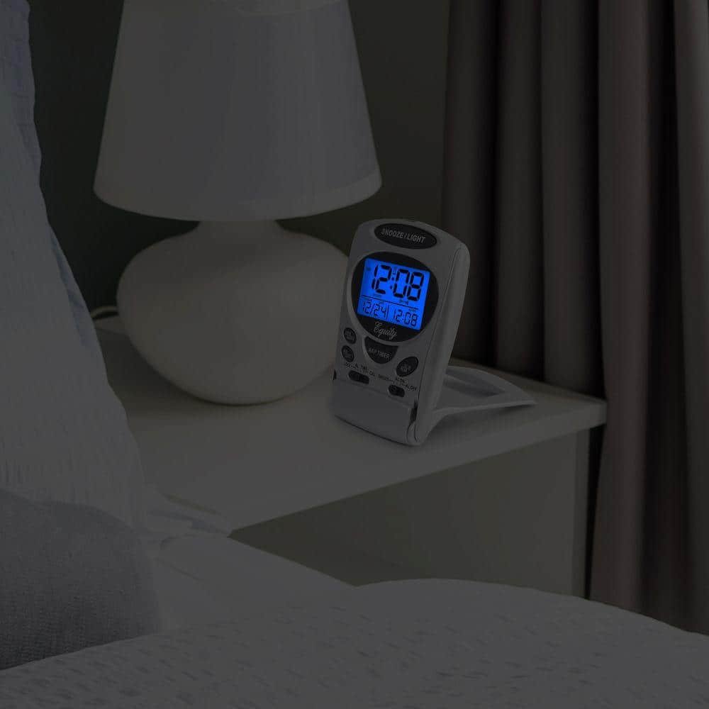 Fold-Up Digital 2.70 in. LCD Travel Alarm Table Clock with Nap Timer...