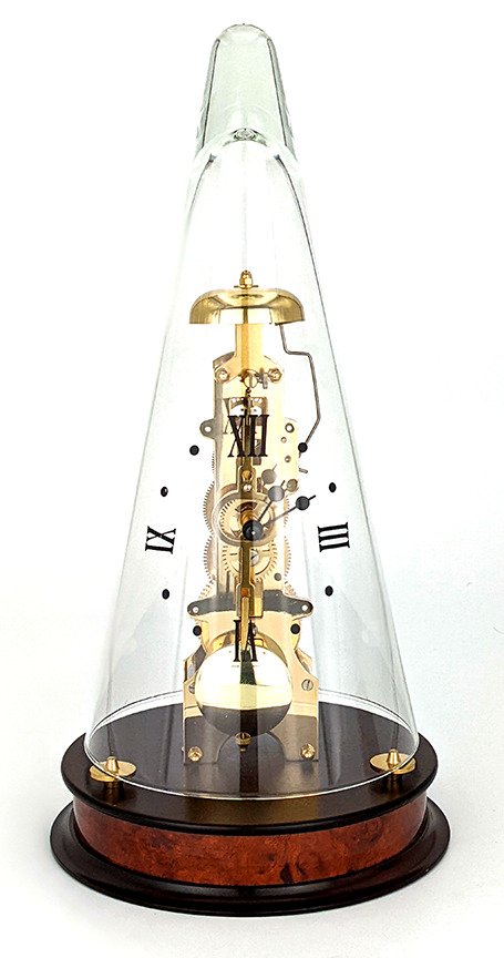 Franz Hermle "Leyton" Skeleton Mechanical Table Clock Mahogany Glass Dome