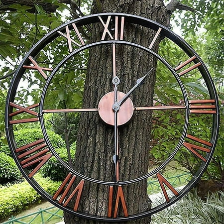 Garden Clock Outdoor Garden Wall Clock Large Roman Numeral Garden Clock Outdoor Iron Clock Outdoor Clock,40cm/16inch