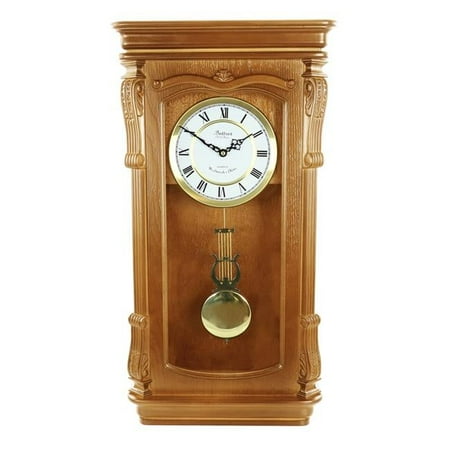 Golden Oak Chiming Pendulum Wall Clock, Brown & Gold