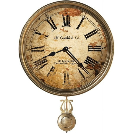 Gould Co. III Wall Clock 620-441 ? 15-Inch Antique Brass Pendulum with Auto Daylight Savings Time Quartz Movement