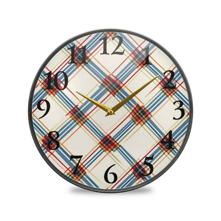 Grid Lattice Wall Clocks Battery Operated 11.9 Inch Round Clock Acrylic Silent Non-Ticking Bedroom Living Room Decorative Clocks