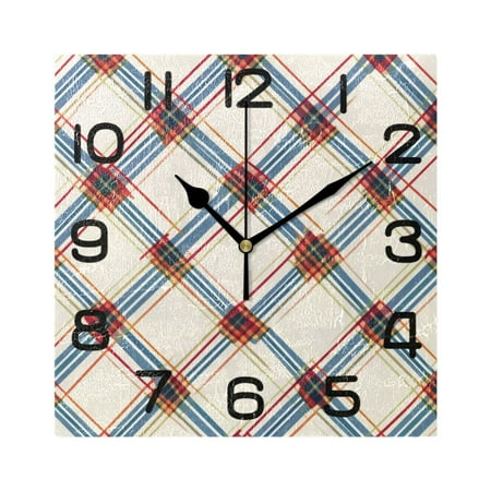 Grid Lattice Wall Clock Square Silent Non-Ticking Battery Operated Retro 7.78 Clock Home Kitchen Office Decoration