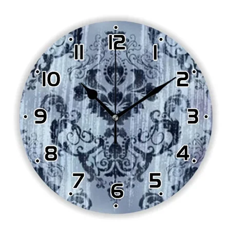 Grunge Nature Damask Floral Pattern Victorian Baroque Wall Clock for Living Room Kitchen Bedroom Antique Royal Wall Watch r