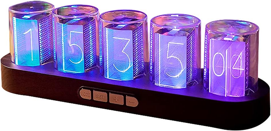 GUAZI STORE Imitation Nixie Tube Clock RGB Creative Clock 16 Million Colors, Mode Adjustments with Gift Box Packaging Can Be 01 01