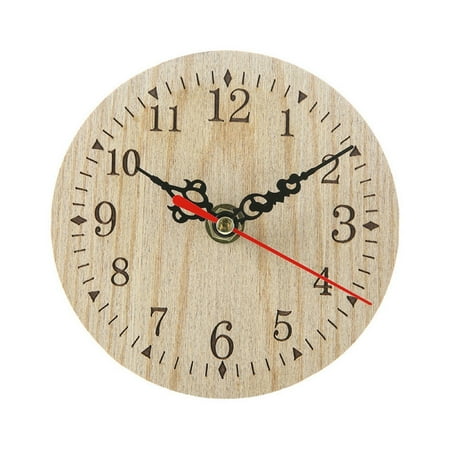 GZHCGSM Clock Vintage Rustic Wooden Wall Clock Antique Shabby Retro Home Kitchen Room Decor 1#12cm Wooden Round Beige for Living Room, Office, Home, Bedroom, Kitchen, Bathroom