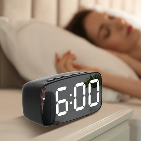 Harlier Digital Electronic Alarm Clocks for Bedrooms - Large LED Display, 3-Level Dimmer, 5V DC Plug-in or Battery Operated, 12/24H Display, Loud Alarms for Kids Elderly, Heavy Sleepers