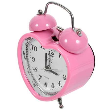 Heart Shape Alarm Clock No Ticking Twin Bell Alarm Clock with Nightlight for Kids Girls Bedrooms