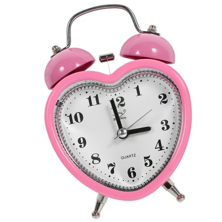 Heart Shape Alarm Clock No Ticking Twin Bell Alarm Clock with Nightlight for Kids Girls Bedrooms (Random Style)