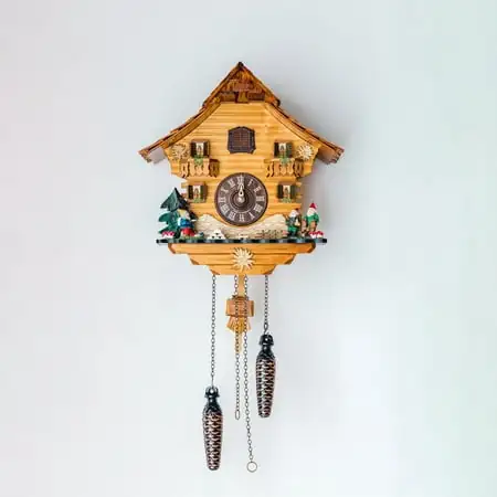 Hermle 18 Brown and Green Miniature Figurine Cuckoo Wall Clock