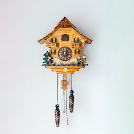 Hermle 18 Brown and Green Miniature Figurine Cuckoo Wall Clock