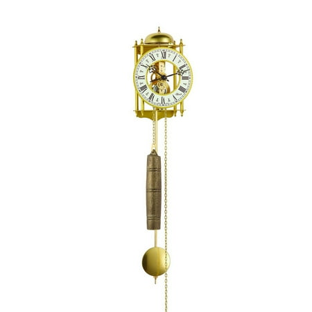 Hermle 25 Gold and White Round Skeleton Pendulum Wall Clock