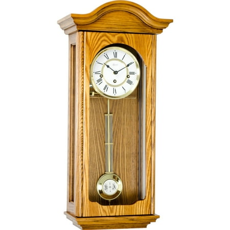 Hermle 26 Oak Brown and White Antique Regulator Pendulum Wall Clock