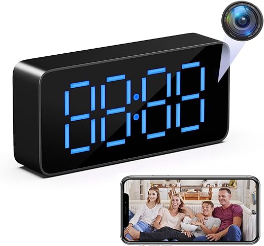 Hidden Camera WiFi Camera Clock HD 1080P Wireless Nanny Camera with Night Vision Motion Detection Camera for Indoor Security