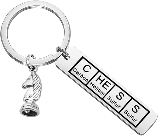 HOLLP Chess Player Gift Chess Sets Periodic Table Elements Gift Knight Chess Keychain Nerdy Science Gift for Chess Lovers