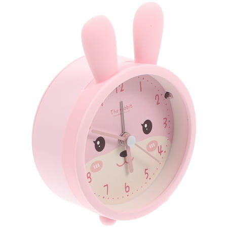 Home Accessory Rabbit Alarm Clock Table with Light Bedside Animal Desk Little Child Travel Silica Gel Glass Pink