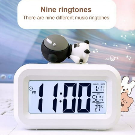 Homerr Alarm Clock Cartoon Animal Alarm Clock Alarm Clock Easy to Read Date Temperature Display LCD Screen Cartoon Decor 8 Ringtone Digital Clock for Bedrooms