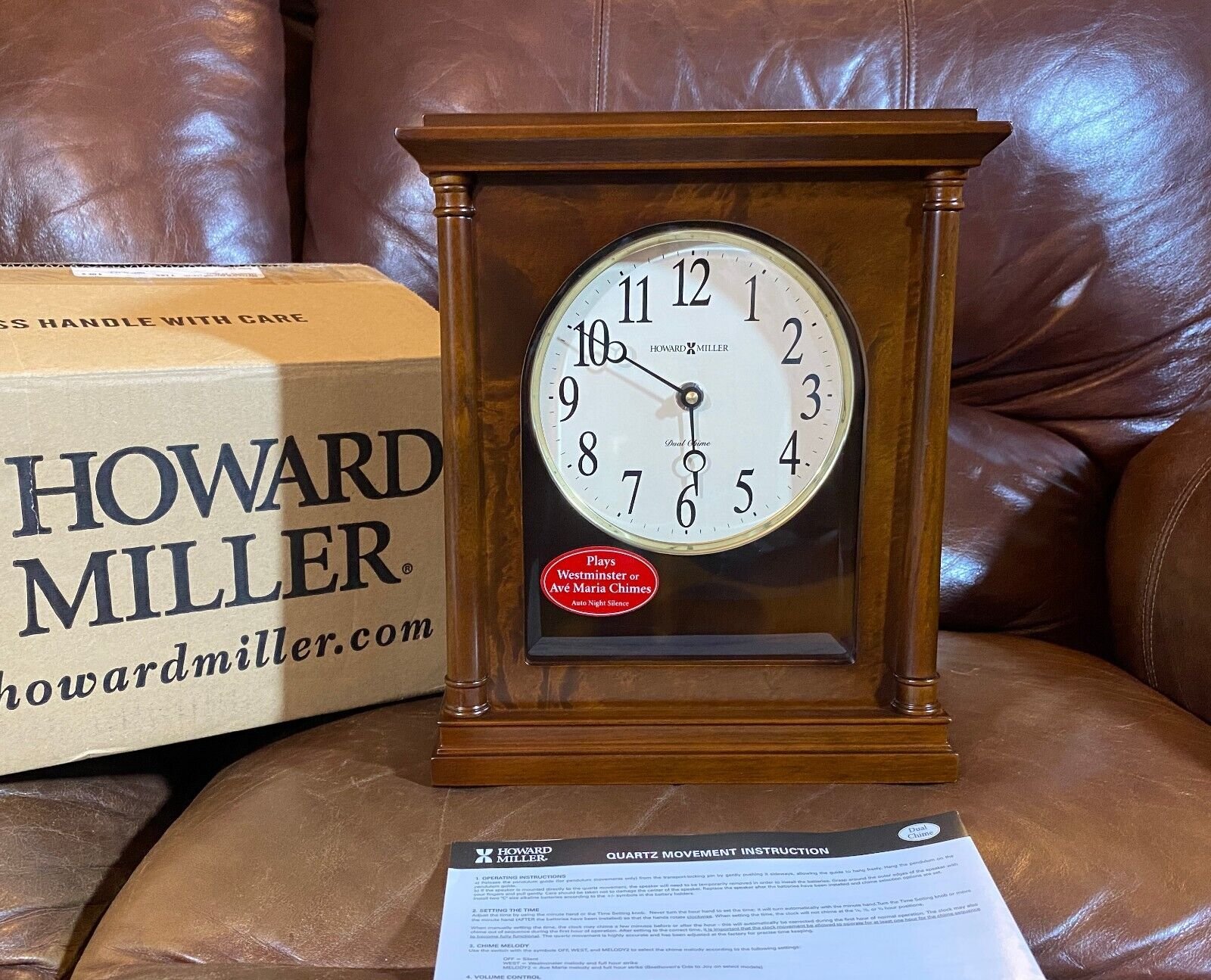 Howard Miller® 635-131 CANDICE Wood Mantle Clock | Americana Cherry | DUAL-CHIME