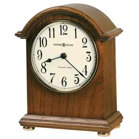 Howard Miller 635121 8-3/4 X 7 Myra Hardwood Analog Table Top Clock - Yorkshire Oak