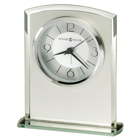 Howard Miller 645771 6-1/4 X 5 Glamour Glass Crystal Analog Table Top Clock - Silver