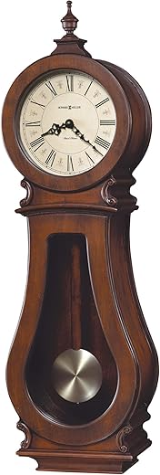 Howard Miller Arendal Wall Clock 625-377 ? Tuscany Cherry Finish, Wooden Stick Pendulum & Brass Finished Bob, Volume Control, Quartz Dual-Chime Movement