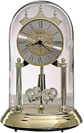 Howard Miller Brass Glass Dome Rotating Crystals Christine 9 High Anniversary Clock Vintage Style