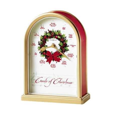 Howard Miller Carols Of Christmas Red and Brass Finish Musical (Plays 12 Christmas Carols) Quartz Clock #Q-GL6536