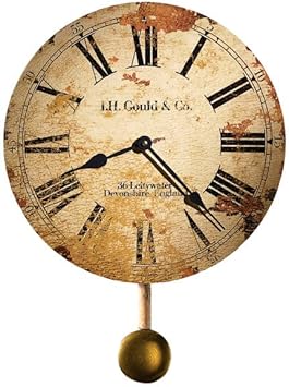 Howard Miller Dayton Wall Clock 547-661 – Aged Finish Metal Frame, Antique Dial, Vintage Home Décor, Antique Brass Finished Pendulum, Quartz Movement