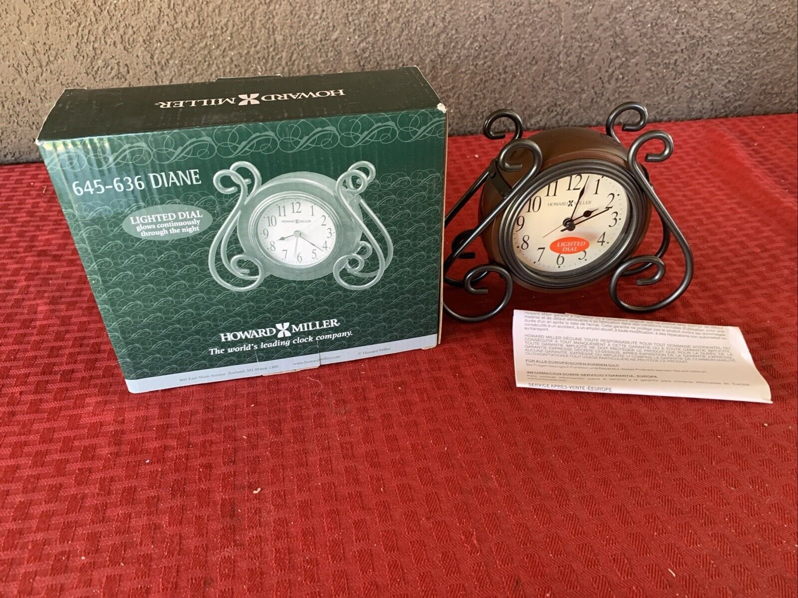 Howard Miller Diane Table Clock, medium-brown - 645636