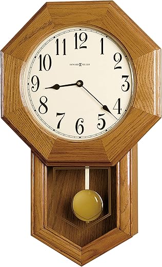 Howard Miller Elliot Wall Clock 625-242 ? Golden Oak with Quartz, Triple-Chime Movement