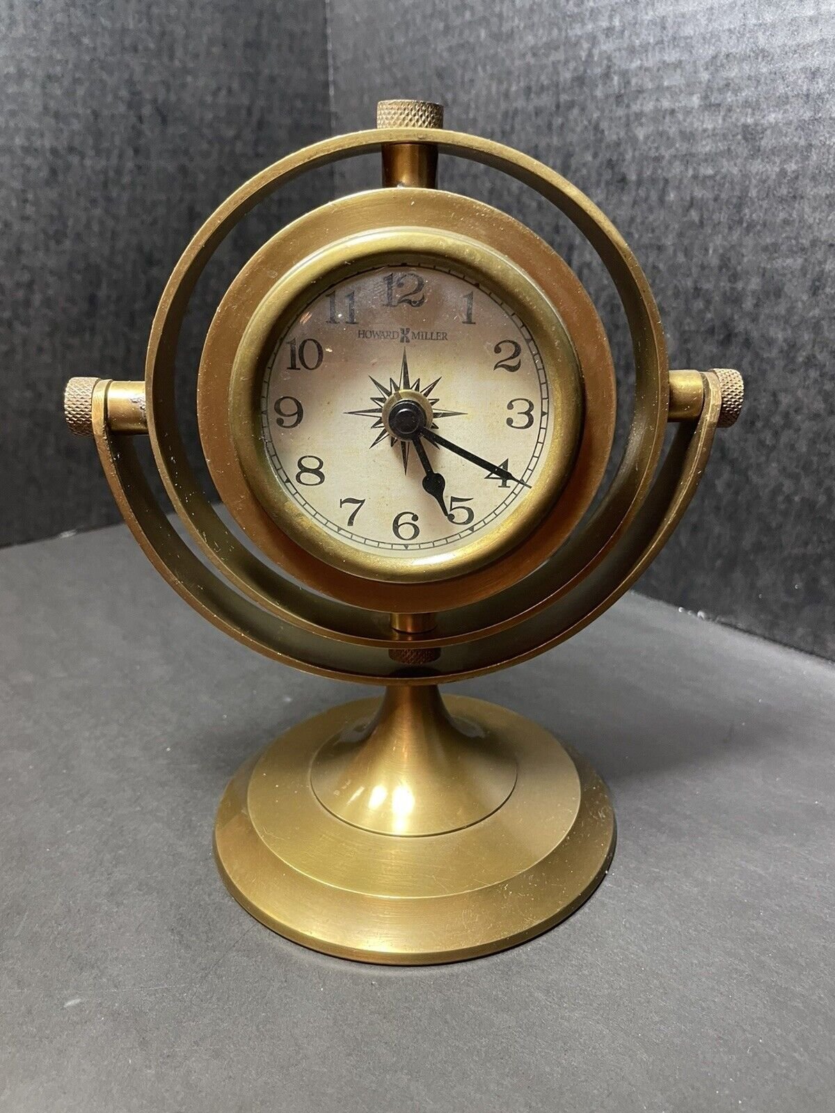 Howard Miller Gimbal Maritime Brass Mantel Desk Clock Retro Steampunk Industrial