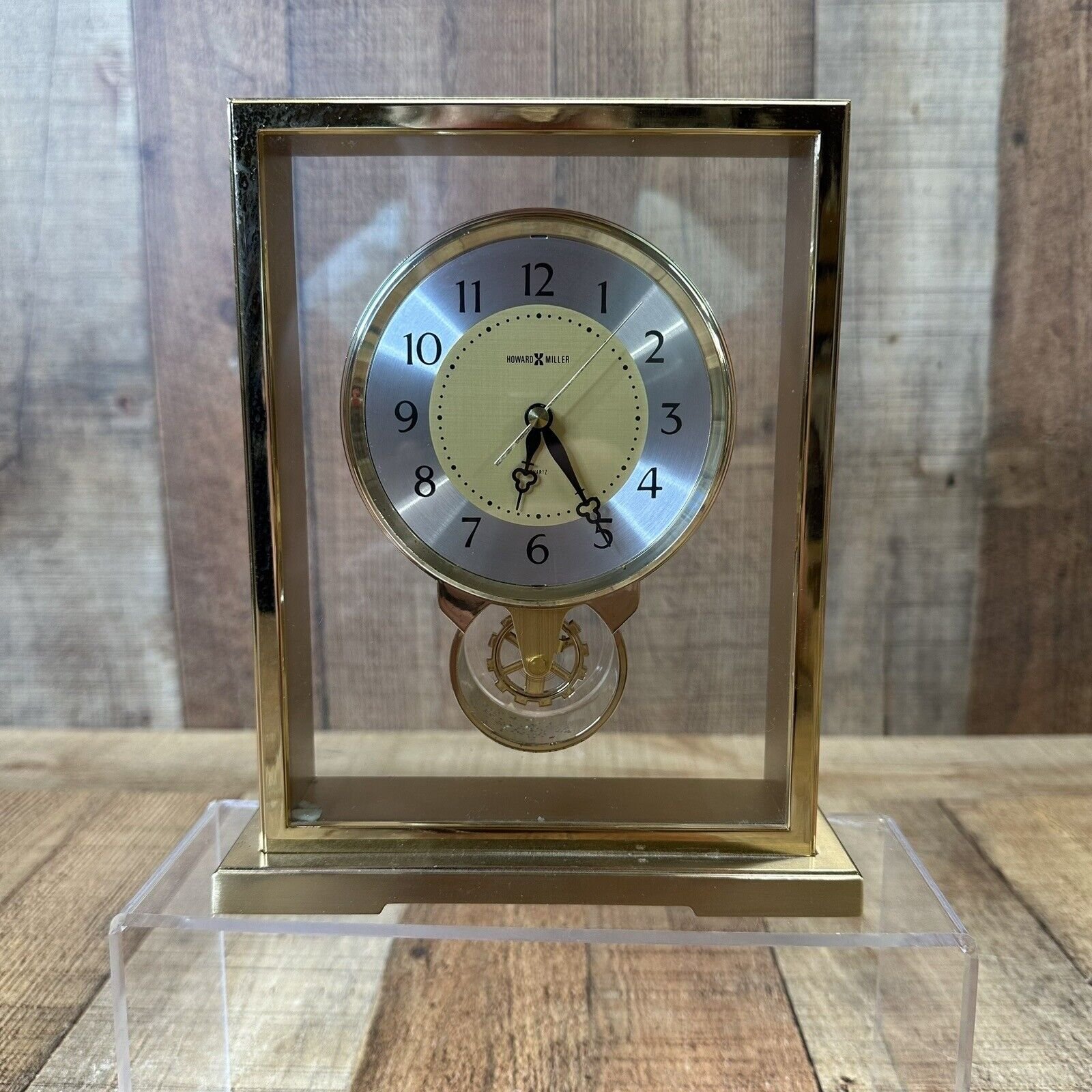 Howard Miller Table Clock Brass with Quartz Movement.