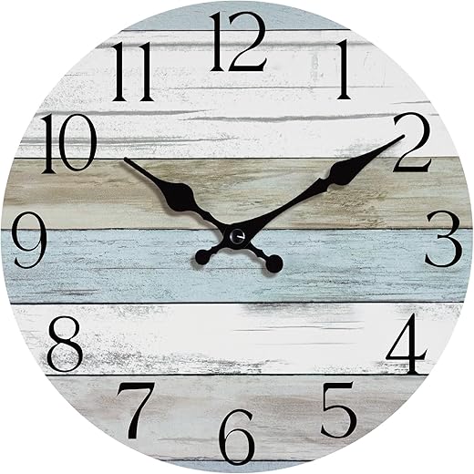 HYLANDA Wall Clock, Silent Non Ticking Wall Clocks Battery Operated, Rustic Wooden Clocks Decorative for Kitchen, Bathroom, Bedroom, Living Room, (8 Inch)