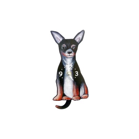 HYYYYH Swinging-Tail Pendulum Dog Clock - Tri-Color Chihuahua