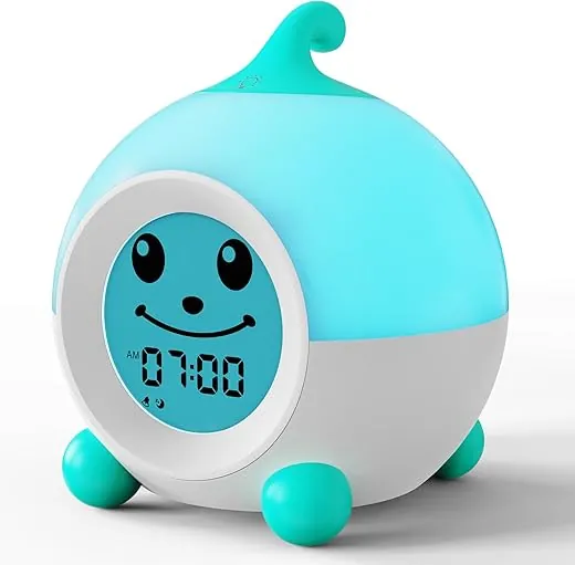 I·CODE Teach Me Time Kids Alarm Clock, Children's Sleep Trainer with Emoji,Toddler Sleep Aid Night Light with Auto-Off Timer,Perfect for 2-9 Years Old Younger Children (Green)