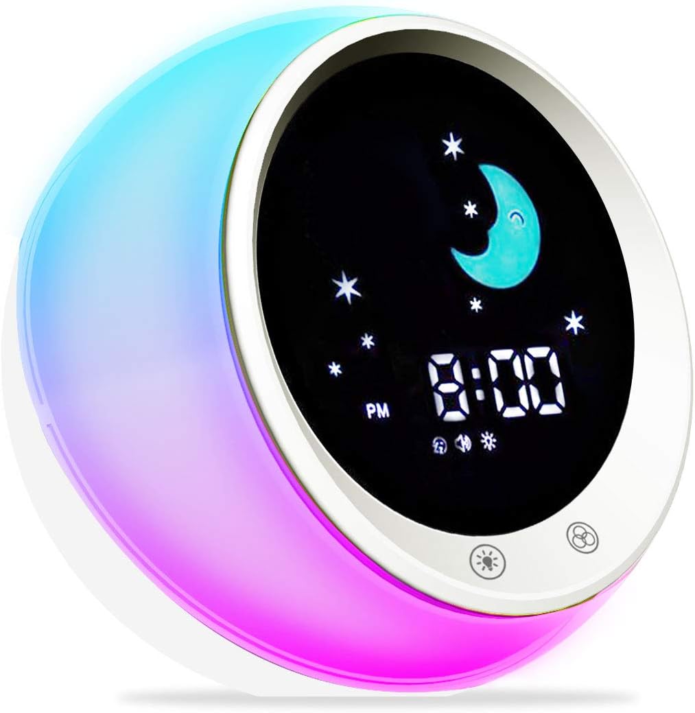 I·CODE Time to Wake Alarm Clock for Kids, Children's Sleep Trainer, Kids Wake Up Light, Sleep Sound Machine