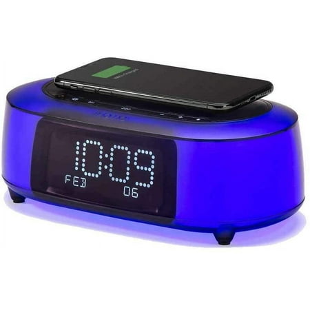 iHome Alarm Clock Radio with Bluetooth Speaker and Wireless Qi Fast Charging Built-In Dual Alarm