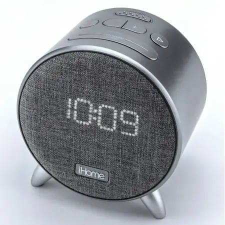 iHome Bluetooth Speaker Alarm Clock with USB Charging, Grey