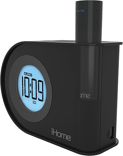 iHome iH402B Dual Charging Alarm Clock with USB, Portable Removable Power, Black