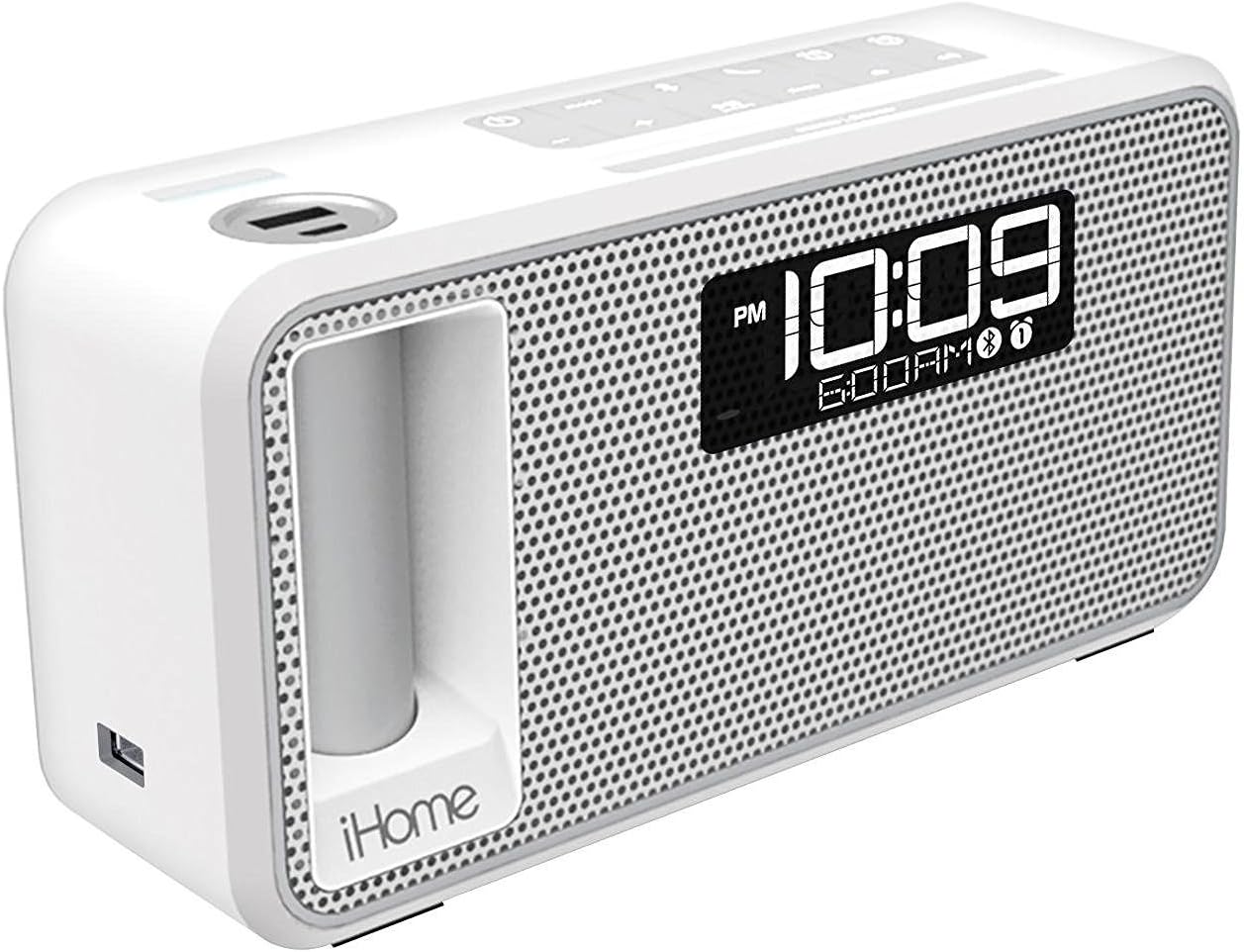 iHome iKN105BC Dual Charging Bluetooth Stereo Alarm Clock Radio/Speakerphone with NFC, Removable Power