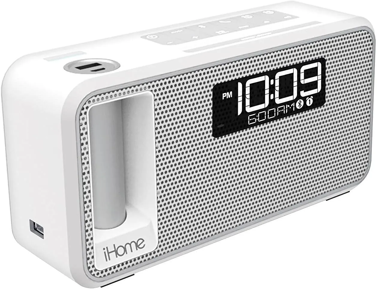 iHome iKN105BC Dual Charging Bluetooth Stereo Alarm Clock Radio/Speakerphone with NFC, Removable Power