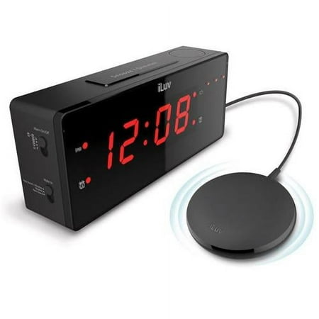 iLuv TimeShaker Wow 1.4 Jumbo LED Dual Loud Alarm Clock with Super Vibrating Wired Bed Shaker, Built-In 3 LED Alert Light