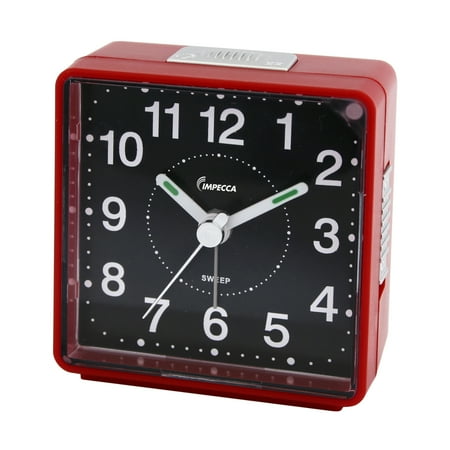 Impecca WAT2810R Travel Alarm Clock Sweep Movement Red